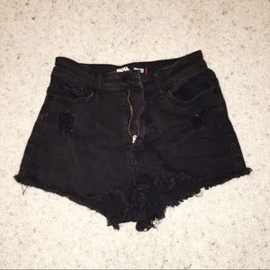 black cheeky high rise shorts